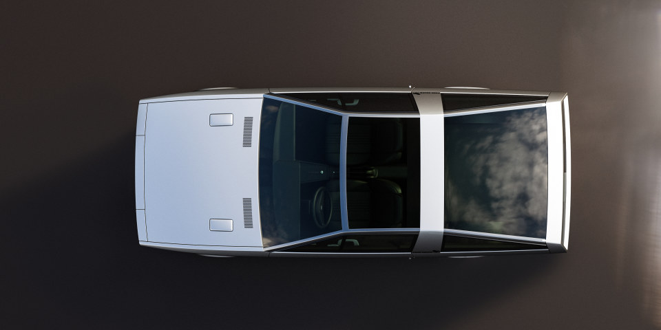 Hyundai Pony Coupé Concept re-created, plan view.