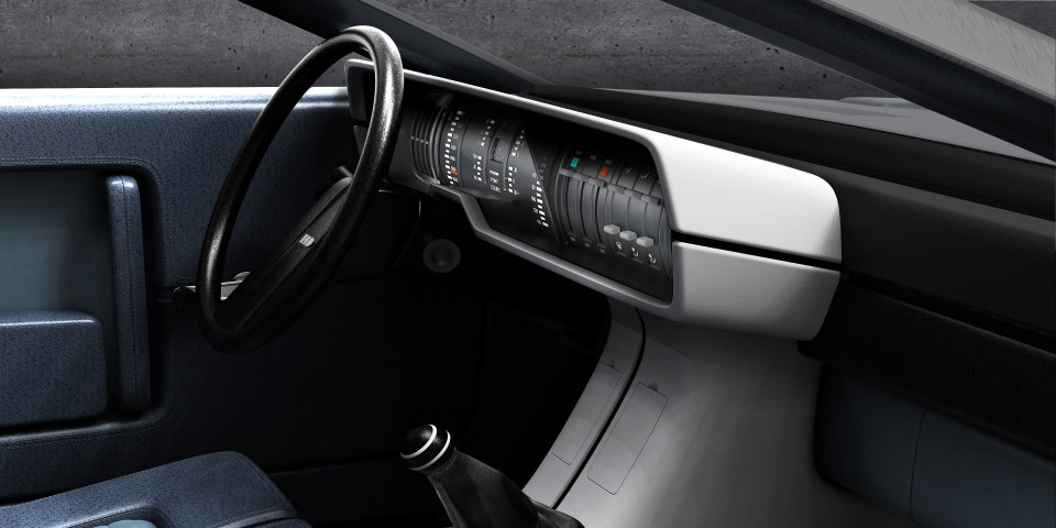 Hyundai Pony Coupé Concept, modernist interior.