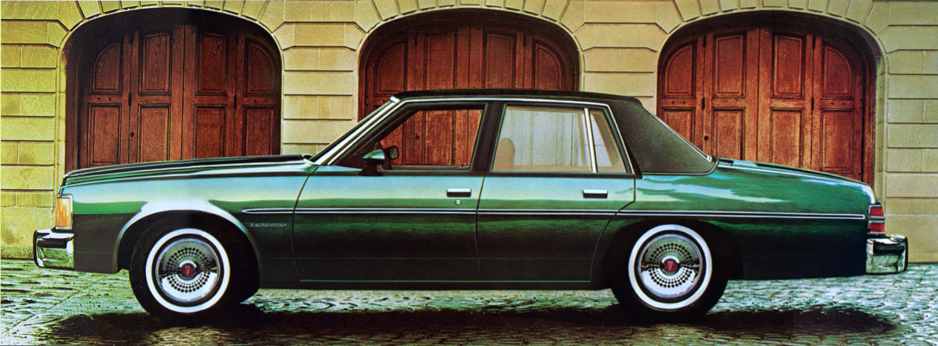 1977 Pontiac Laurentian, side view, from brochure.