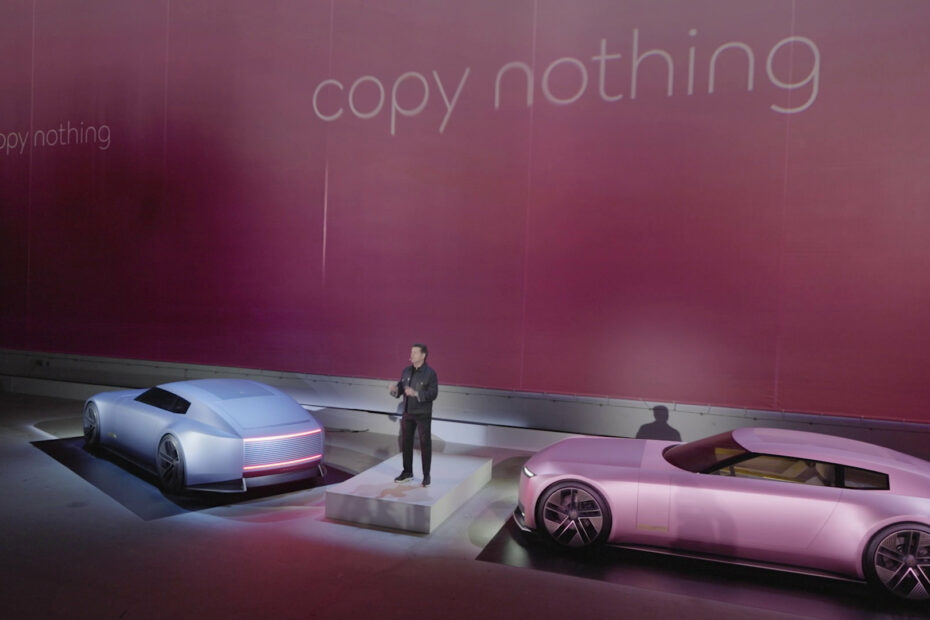 Gerry McGovern introduces the Jaguar Type 00 and rebrand in Miami, Fla. in 2024.